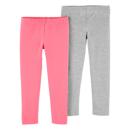 Baby 2-Pack Heather Gray & Pink Cotton Stretch Leggings | Carter's