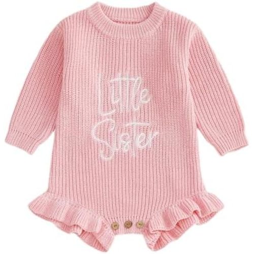 Little Sister Newborn Outfits Baby Girl Winter Clothes Long Sleeve Round Neck Knit Sweater Romper Bodysuit