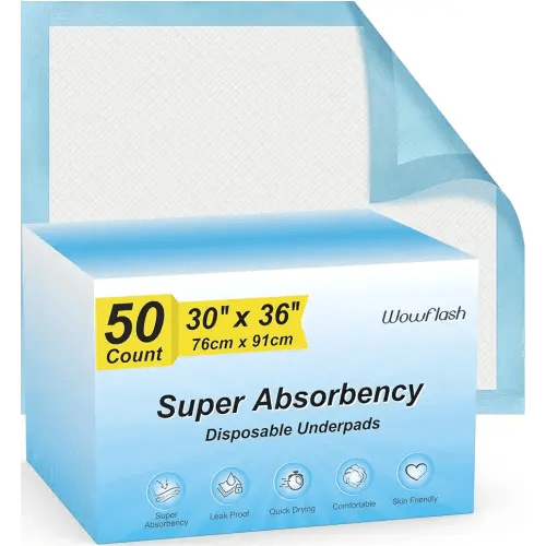 Super Absorbency Disposable Leakproof Underpads with Quick Drying for Baby, Adults, Puppy, Dog Bed Pee Pads, Extra Large, XXL Incontinence Pads, 30” x 36”, 50 Count