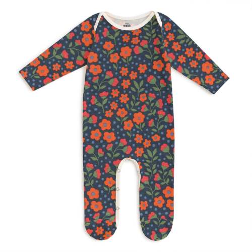 Footed Romper - Garden Blooms Navy