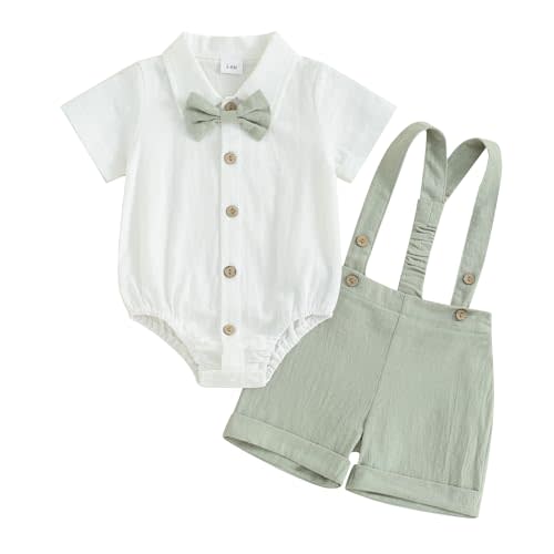 Infant Baby Boy Gentleman Outfit Summer Romper Onesie Suspender Shorts Overalls Newborn Dress Clothes