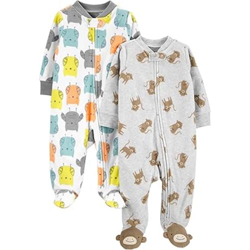 Simple Joys by Carter's unisex-baby 2-pack Neutral Fleece Footed Sleep and Play