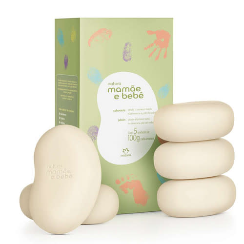 Natura - Mamae e Bebe - Kit de Sabonetes em Barra Tradicional 5 x 100 Gr