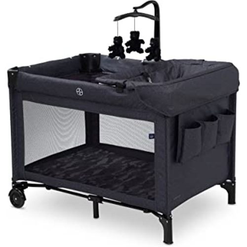 babyGap Deluxe Play Yard by Delta Children - Features a Removable Bassinet and Changing Table, Black Camo