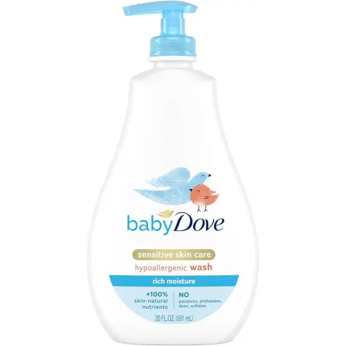 Baby Dove Sensitive Skin Care Baby Wash For Baby Bath Time Rich Moisture Tear-Free and Hypoallergenic, 20 oz (Packaging May Vary)