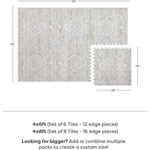 Play Mat – 4x6 Driftwood Ula – Set of 6 Tiles – EVA Foam Play Mat for Floor, Soft Interlocking Mats for Hard Floors