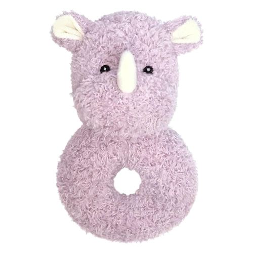 Baby Rhino Soft Rattle Toy, Plush Rhino Infant Shaker Rattle Easy-Grasp Stuffed Animal Toy, Gifts for Newborns Babies Toddlers Boys Girls, Purple, 6 Inches