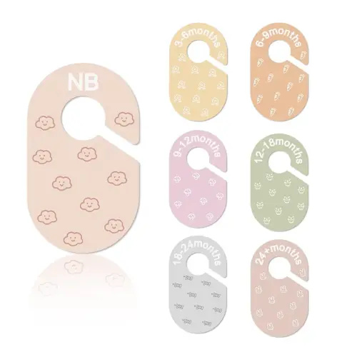 Baby Closet Dividers, Double-Sided Cute Design Baby Clothes Dividers for Closet, Baby Clothes Organizer for Sorting Clothing in 7 Sizes from Newborn to 12+ Months