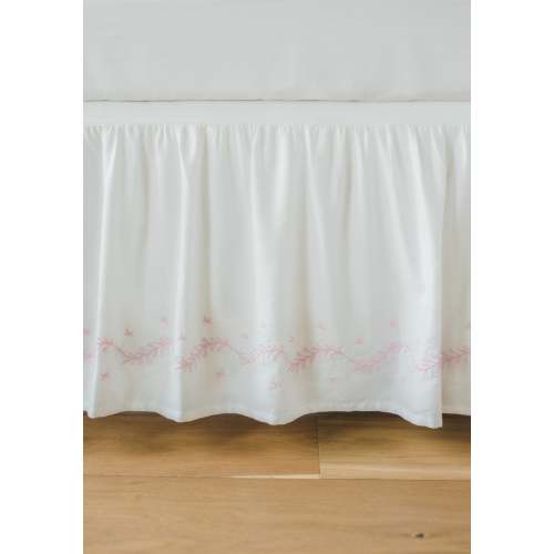 Embroidered Crib Skirt in Blush | Over The Moon
