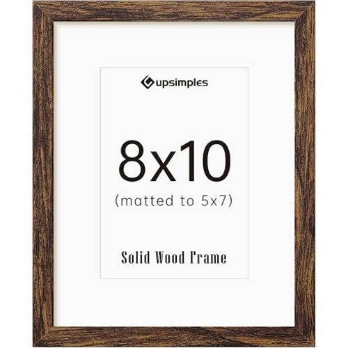 upsimples 8x10 Picture Frame Solid Wooden, Nursery Decor, 1Pack Walnut