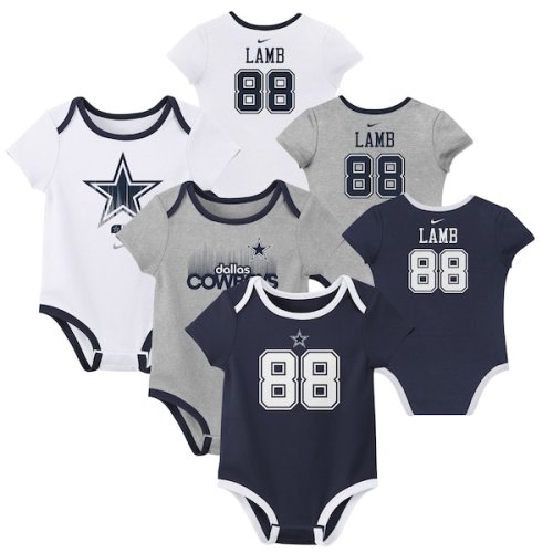 Newborn & Infant Dallas Cowboys CeeDee Lamb Nike Name & Number 3-Pack Bodysuit Set