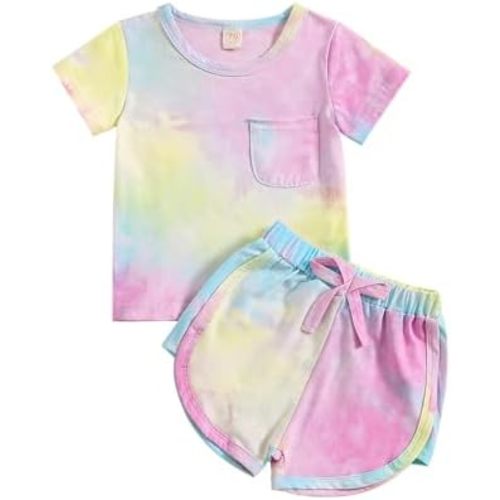 Toddler Baby Girl Summer Clothes Set Outfit Short Sleeve T-Shirt and Shorts 2Pcs Suit for Girls