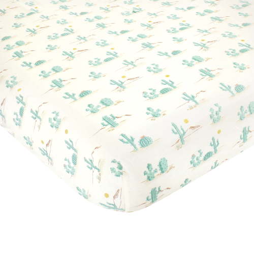 Hudson Baby Cotton Fitted Crib Sheet, Desert Cactus, One Size