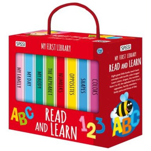 Sassi: My First Library - 8 Mini-Book Set, ABCs, Numbers, Shapes, Colors & More