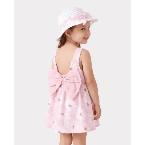 2pcs Baby Girl Little Daisy Bowknot Dress Set Pink