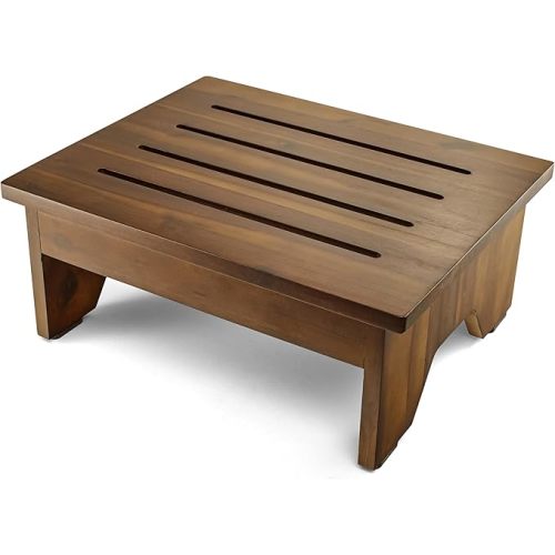 HOLANA 6.5" Wooden Step Stool for Adults (No Assemble Required) - 500 Lbs One Step Stools for High Bed Riser - Small Stepping Stool for Elderly, Seniors, Kid/Bathroom, Bed, Kitchen (Acacia Wood)