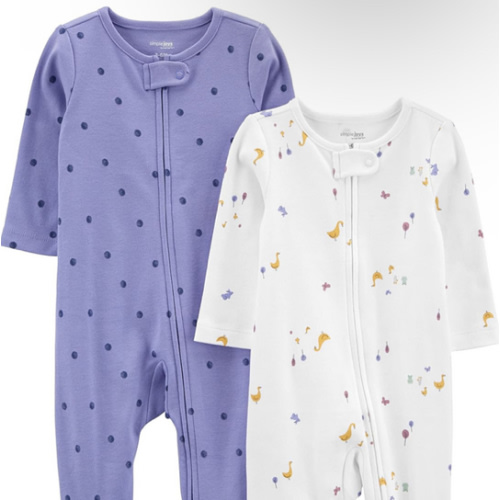 Simple Joys by Carter's Baby Girls' Cotton Footed Sleep and Play, Pack of 2