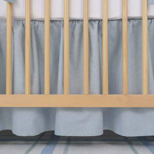 Gathered Crib Skirt - Blue Chambray