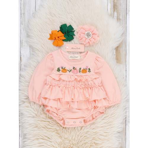 Pumpkin Little Sweetie Embroidered Bubble Romper