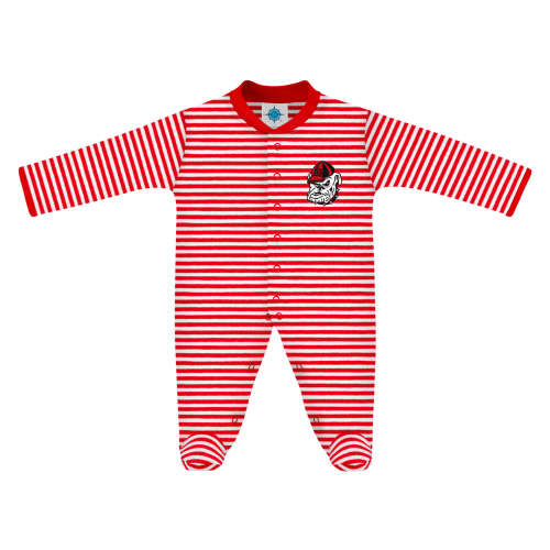 Georgia Bulldogs Striped Footed Romper | College Baby