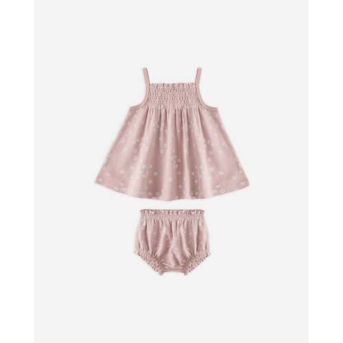Smocked Tank + Bloomer Set Mauve Daisy