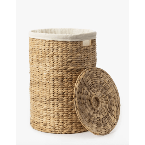Round Water Hyacinth Hamper Basket