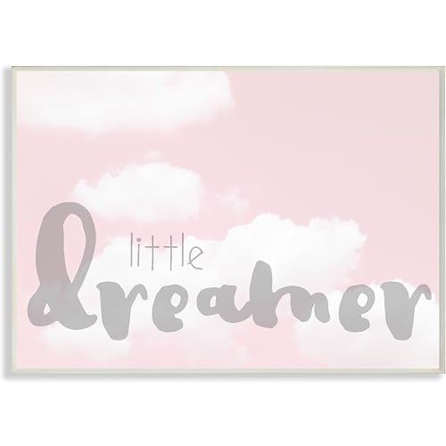 Stupell Industries Little Dreamer Typography Pink Clouds Wall Plaque Art, 10 x 0.5 x 15, Proudly Made in USA