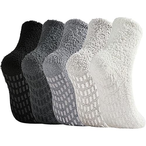 Bevigorio Non Slip Slipper Socks for Women Hospital Fuzzy Socks with Grips Cozy Grippy Winter Warm Gifts