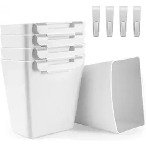 5 Pack Hanging Cup Holders, Multipurpose Rolling Cart Accessories Utility Cart Accessories For Art Craft Supplies, Space Saving Hanging Storage Basket Pencil Holder Makeup Organizers (White)