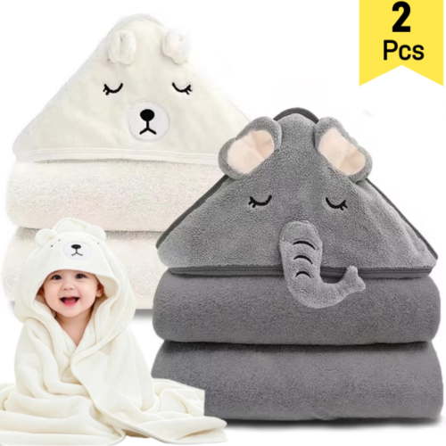 2 Pack Hooded Baby Towels - Premium Ultra Soft Organic Baby Bath Towel – Absorbent and Hypoallergenic Towels for Baby Boy Girl, Toddler, Newborn Essentials