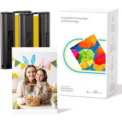 Compatible with Liene M100 4x6'' 80 Photo printer Paper & 2 Ink Cartridges