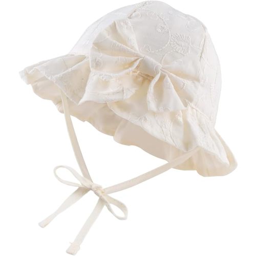 JANGANNSA Bow Baby Girls Summer Hat Flower Toddler Girls Sun Hat Cotton Breathable Infant Hat