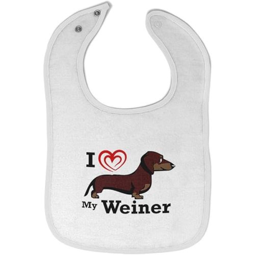 Toddler & Baby Bibs Burp Cloths Dogs I Heart My Weiner Dog Lover Pet Cotton Baby Items for Baby Girl & Boy White Design Only