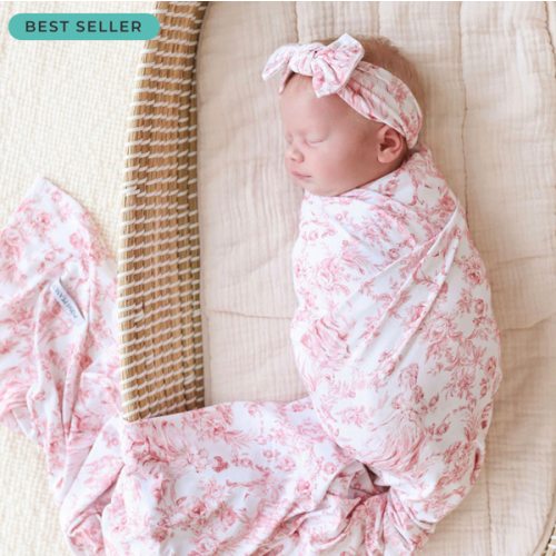 Floral White Swaddle Headband Set | Antoinette