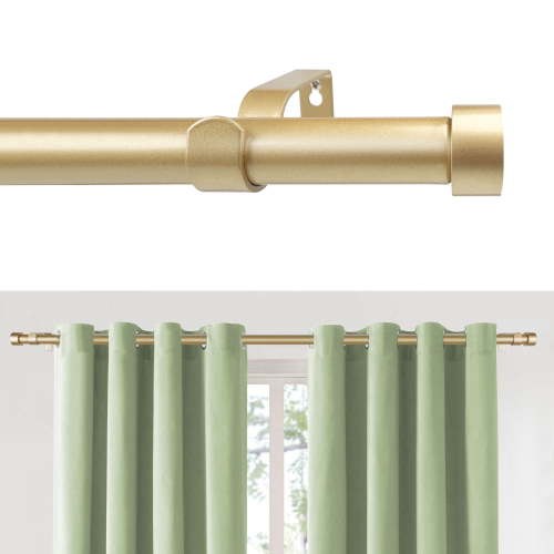 MaKefeile Classic 48 Inch Gold Curtain Rods Heavy duty Single Curtain Rod for Windows,1 Inch Diameter