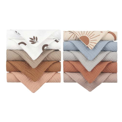 Infant Wash Cloth Square Cotton Face Towel Baby Muslin-Handkerchief Feeding Bibs Skin Friendly Nursing Burp Cloths 10PCS