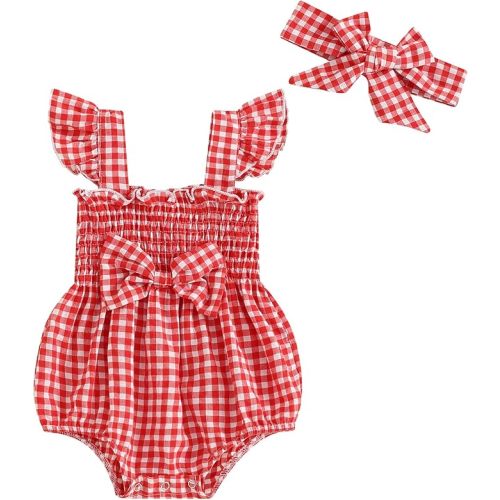 Newborn Baby Girl Bodysuit Sleeveless Halter Frill Romper One-piece Jumpsuit with Headband Summer Clothes Set