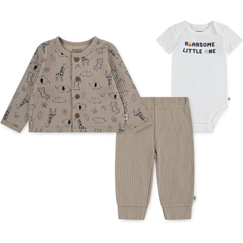 HUGGIES Baby Bodysuit, Sweater and Pants 3-piece Outfit Set