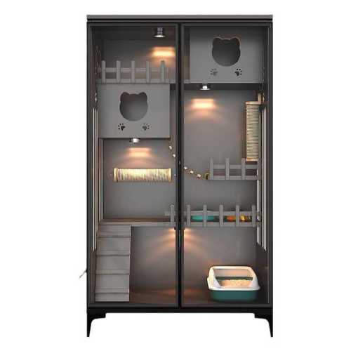 Panoramic Pet Cat Villa with LED Luxury Wooden Cat House Deluxe Modern Cat Villa Customizable Large Pet Cage Premium Pet Nest | Alibaba.com