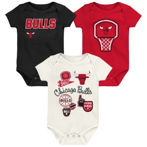 Chicago Bulls Outerstuff Newborn Three-Pack Littlest Player Bodysuit Set