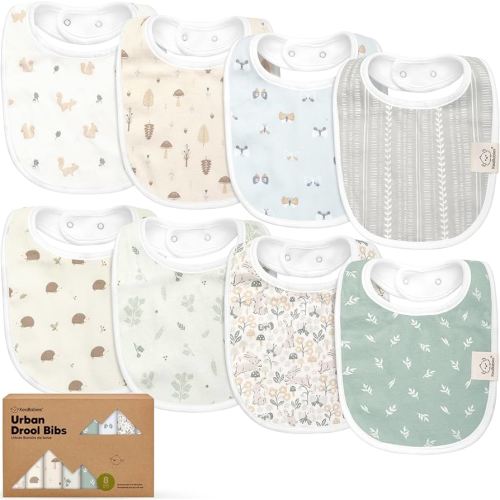 8-Pack Organic Baby Bibs for Boys, Girls - Soft Cotton Drooling and Teething Bibs for Baby Girl & Boy, Extra Absorbent, Easy To Clean & Put On for Toddler, Newborn, Infant 0-24 Months (Prairie)