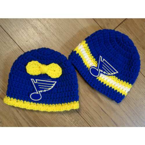 St. Louis Blues Crochet Baby Cap: Hockey Newborn Photo Prop