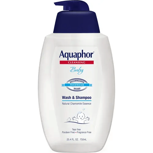 Aquaphor Baby Wash and Shampoo, Unscented Baby Shampoo and Wash, 25.4 Fl Oz Pump Bottle