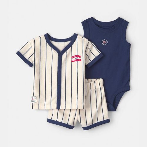 Baby Boy Carter's 3-Piece Baseball Striped Top, Bodysuit & Shorts Set