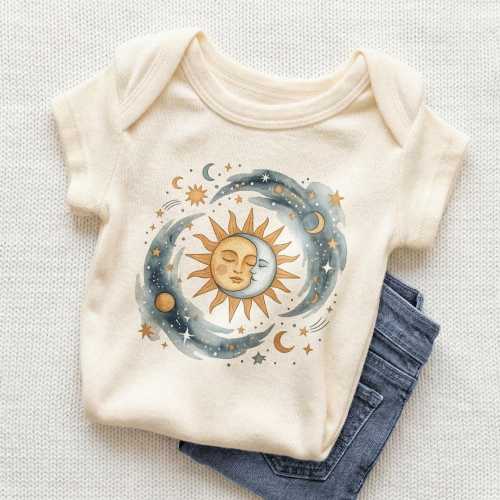 Sun and Moon Baby Onesie - Boho Celestial Mystical Baby Bodysuit