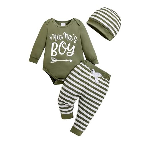Newborn Baby Boy Clothes Boy Outfit Infant Romper Winter Fall Long Sleeves Pants Set Hat 3PC