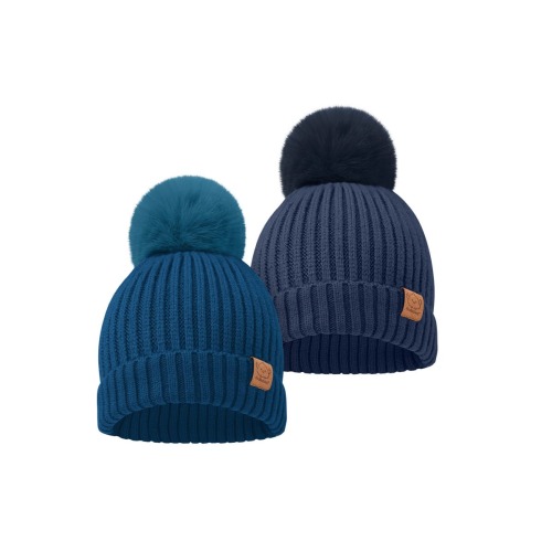 2-Pack Pom Knitted Beanie (Cobalt)