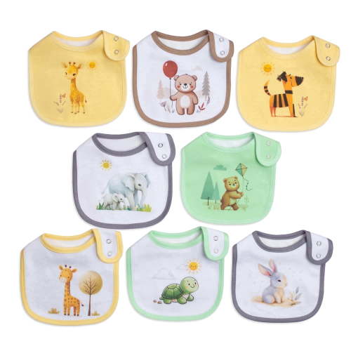 MAIWA, Baby Bibs, Cotton, Adjustable Snap, Unisex, Leak Proof, Soft Absorbent, Feeding
