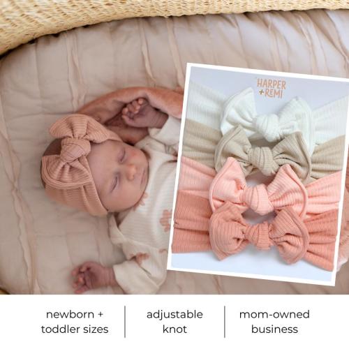 Oversized Baby Bow Bundle | Pink Ribbed Neutrals