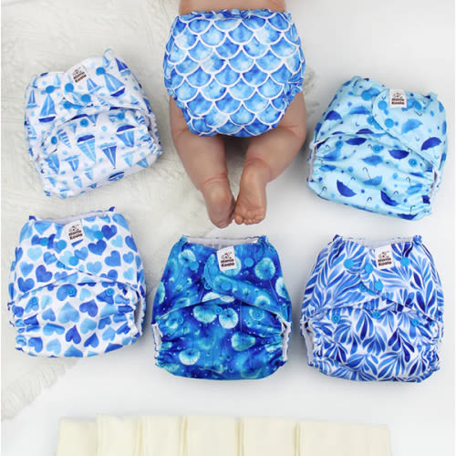 POCKET DIAPER 3.0 WITH INSERTS - 6 PACK(Blue Romance)